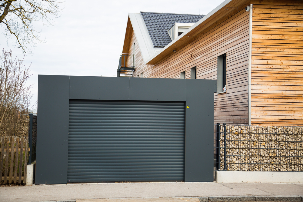 black metal garage
